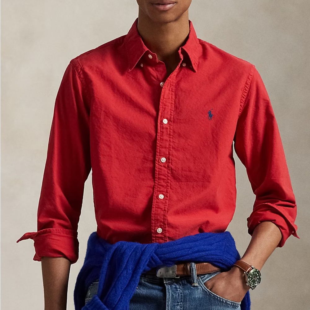 Polo by Ralph Lauren Men's Red Classic Fit Oxford Shirt